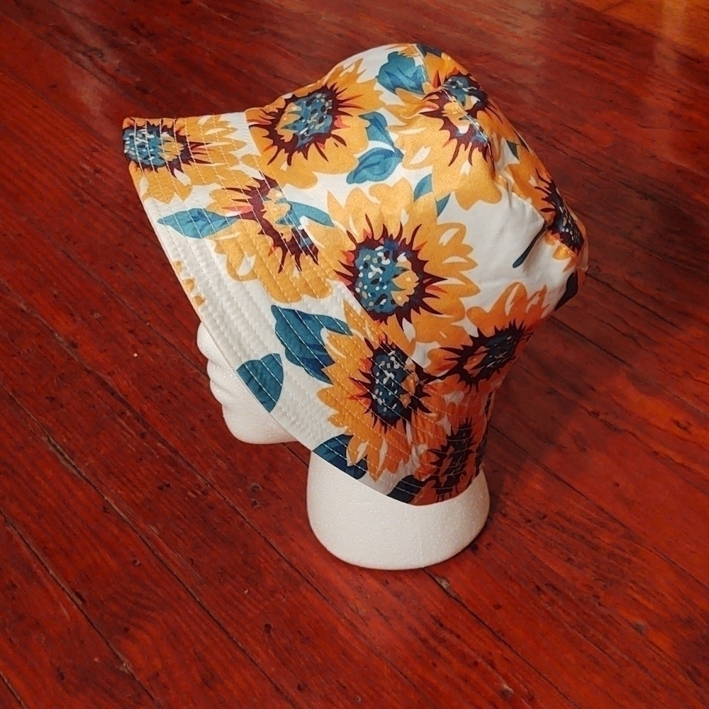 Sunflower Print Cotton Bucket Hat - Picture 2 of 7